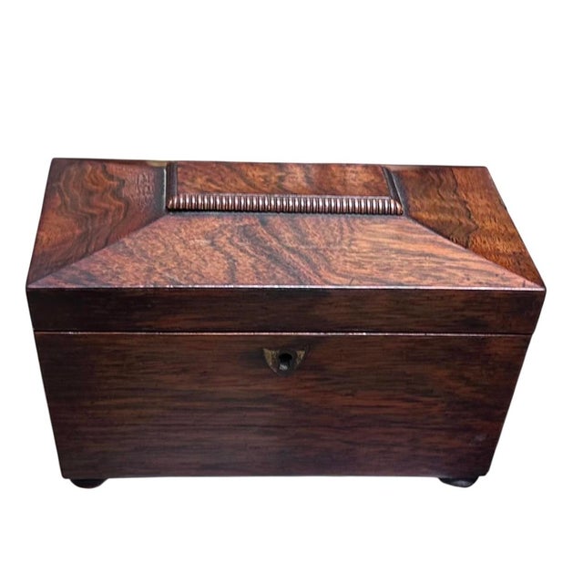 Antique 19th C English Regency Rosewood Tea Caddy Box.