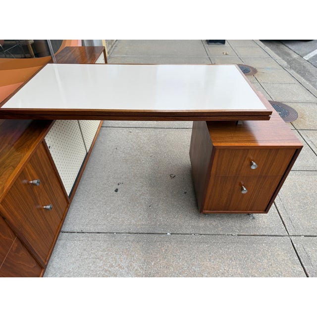 Brown One-of-a-Kind Herman Miller for George Nelson Style Mid-Century Modern Desk Unit For Sale - Image 8 of 18