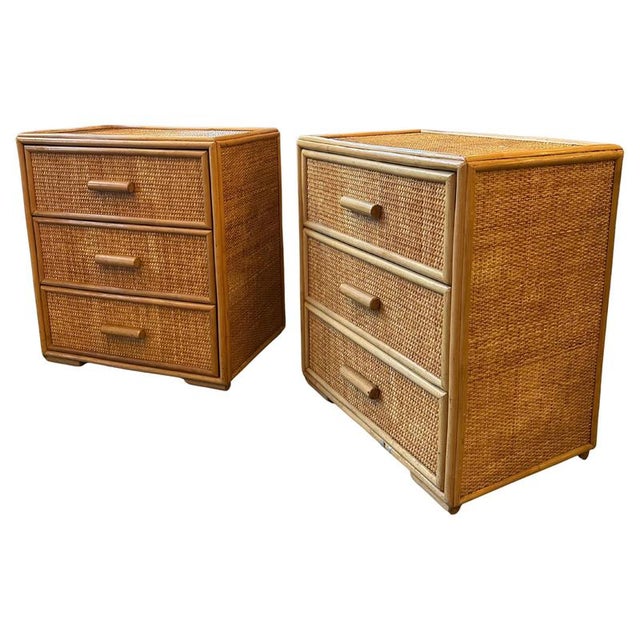 French Bamboo and Rattan Bedside Drawers, 1970s, Set of 2 For Sale - Image 13 of 13