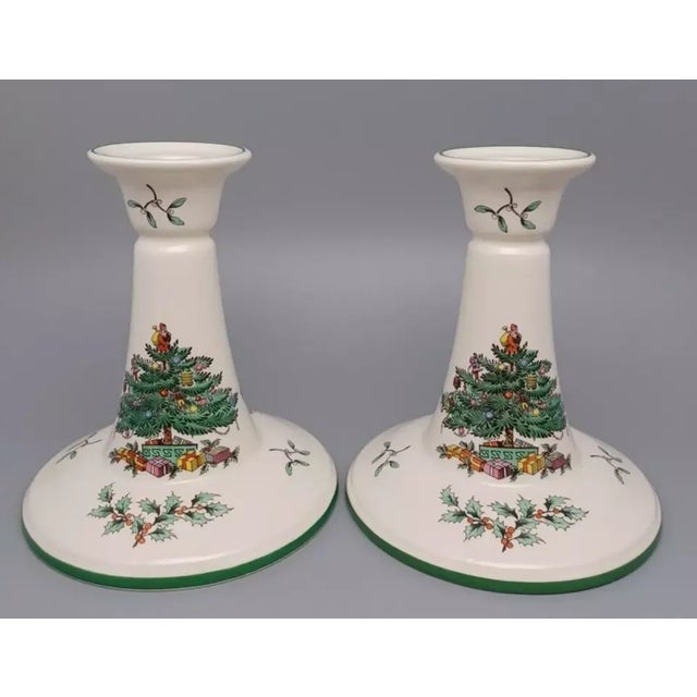 Spode Vintage Spode Christmas Tree Candle Holders-Set of 2 For Sale - Image 4 of 4