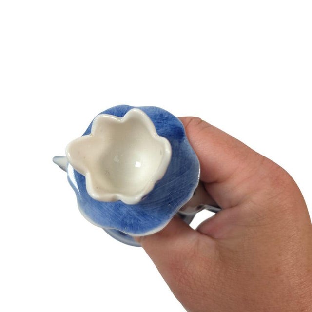 Vintage Russian Gzhel Blue and White Porcelain Double Fish Candlestick For Sale - Image 9 of 12