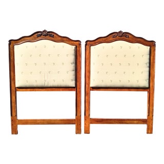 Drexel Heritage Wood Upholstered Yellow Rose Twin Headboards- a Pair For Sale