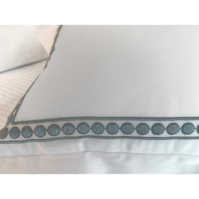 Contemporary Contemporary White Sateen and Embroidered Lumbar Pillow For Sale - Image 3 of 9
