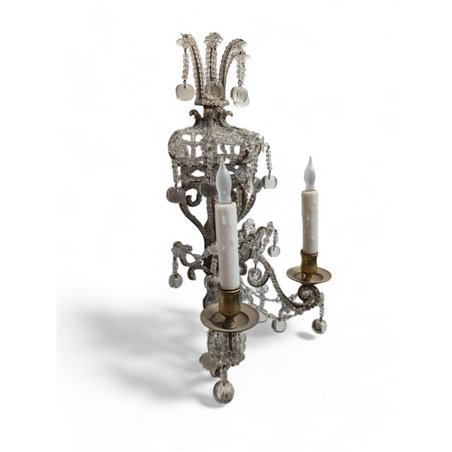 Late 19th Century Gilt Brass and Apple-Drop Crystal Chandelier Sconce For Sale - Image 9 of 10