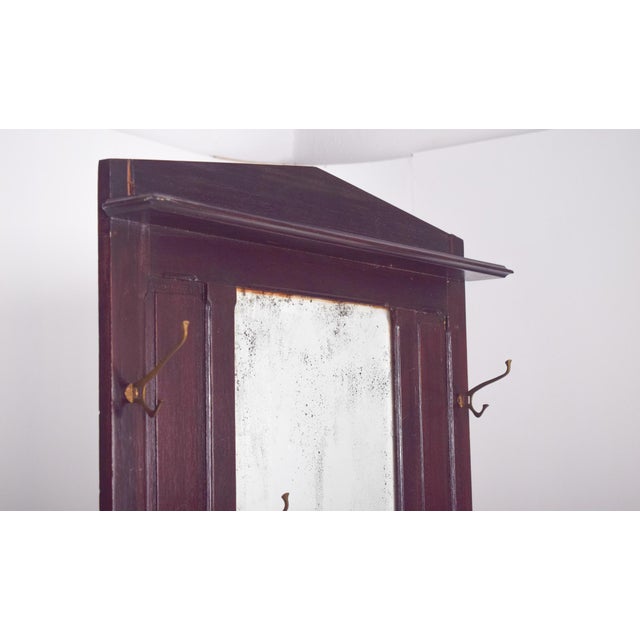Wood Vintage Coat Rack with Mirror in Wood, 1920s For Sale - Image 7 of 8