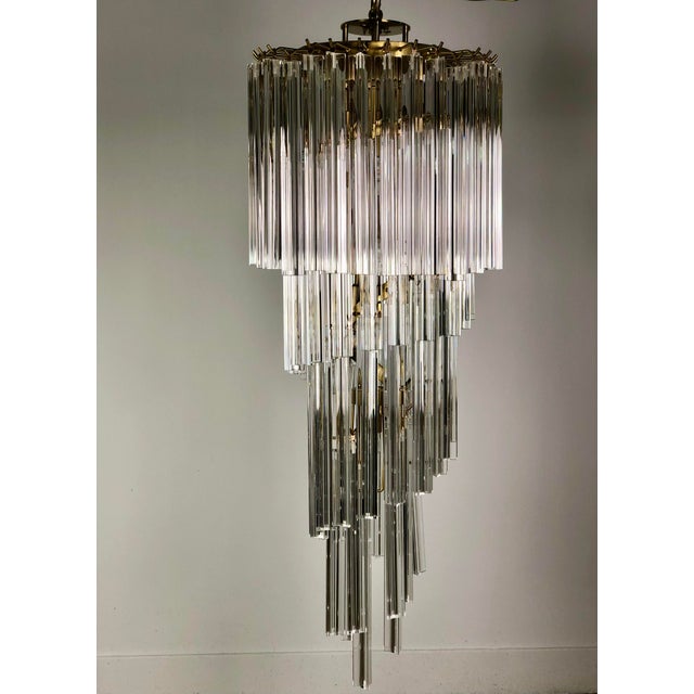 Vintage Glass Crystals Cascade Chandelier in the Style of Paolo Venini, 1980s For Sale - Image 13 of 13