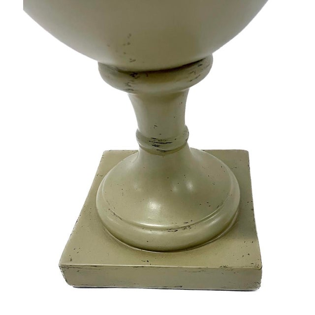 Late 20th Century Vintage Ceramic Olive Painted Urn W/Lid For Sale - Image 5 of 5