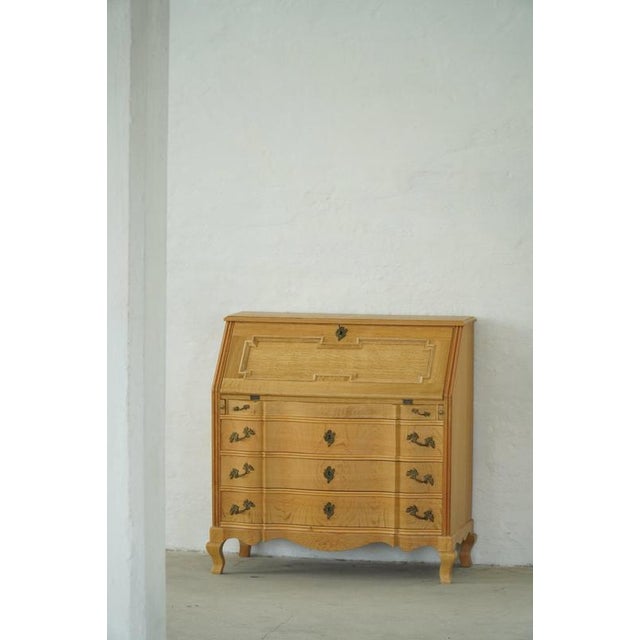 Vintage Danish Oak Drop‑Front Secretaire, 1950s For Sale - Image 4 of 18