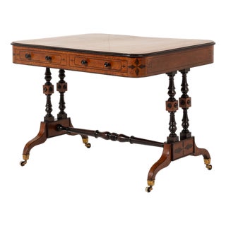 19th Century English Regency Amboyna Library Table For Sale