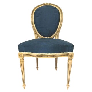 Louis XVI Style Blue Médaillon Chair, 1950s For Sale