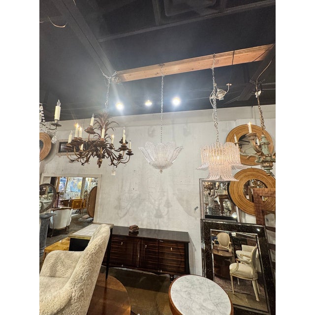 Modern Murano Clear Granola Glass Leaf Chandelier For Sale - Image 3 of 7