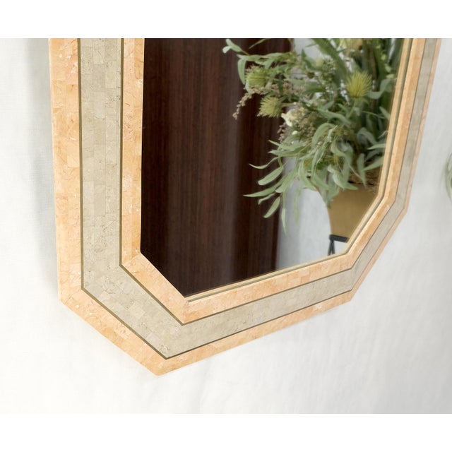 Tessellated Frame Octagonal Rectangle Shape Brass Inlay Wall Mirror For Sale - Image 4 of 10