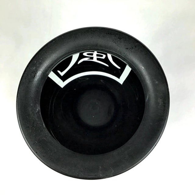 Glass Asian Style Black Glass Calligraphy Vase For Sale - Image 7 of 13