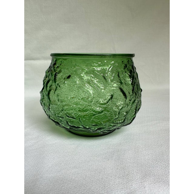 Green Green Crinkle Glass Vase For Sale - Image 8 of 11