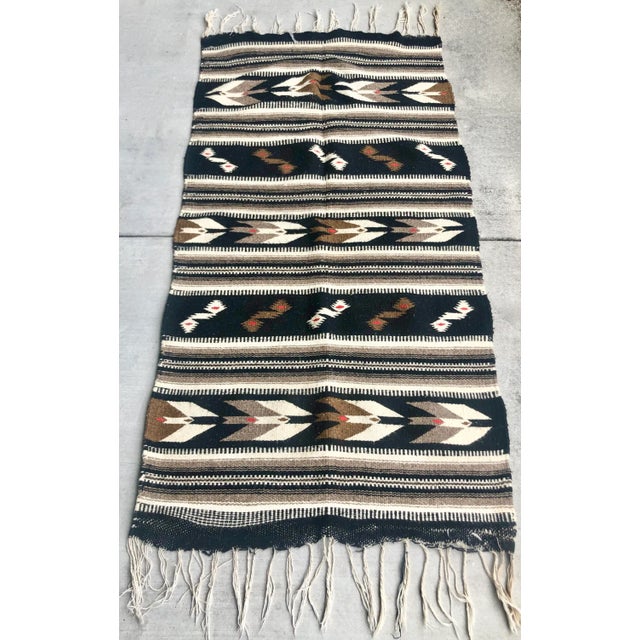 Black Vintage Geometric Pattern Ethnic Rug For Sale - Image 8 of 9