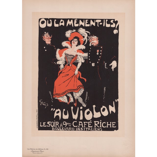 J. A. Grün, Café Riche: Où la mènent-ils? Au Violon from Les Maîtres de L'Affiche, 1898, Original Lithograph For Sale