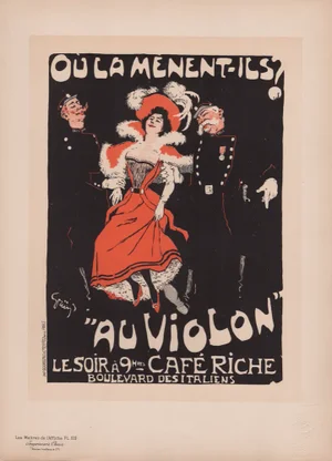 J. A. Grün, Café Riche: Où la mènent-ils? Au Violon from Les Maîtres de L'Affiche, 1898, Original Lithograph