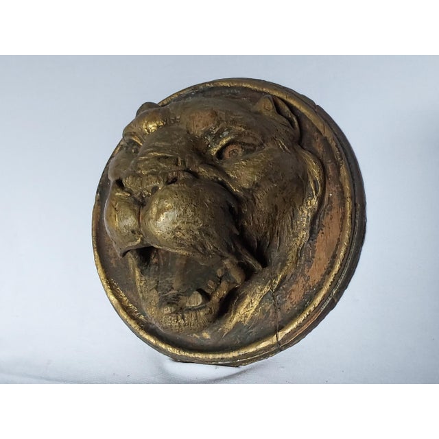 Gold Antique 19thC Carved Architectural Lion Medallions, Gothic Plaques For Sale - Image 8 of 16
