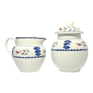 1990s Adams “Lancaster” Pair of Ironstone Creamer & Sugar Bowl For Sale
