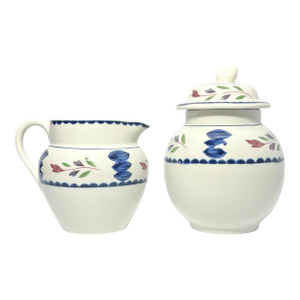 1990s Adams “Lancaster” Pair of Ironstone Creamer & Sugar Bowl