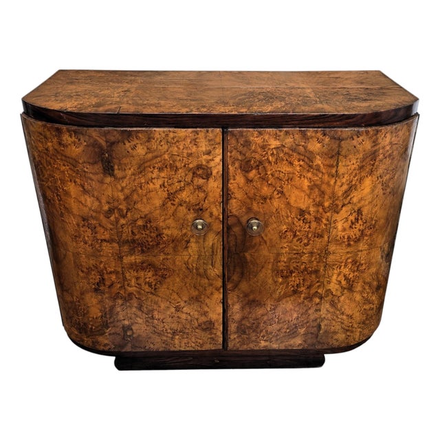 Mid-Century Modern Italian Bar Cabinet in Burl Wood, 1970s For Sale