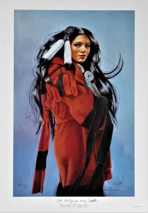 Late 20th Century "The Red Capote" Portrait Artist's Proof Print by Penni Anne Cross