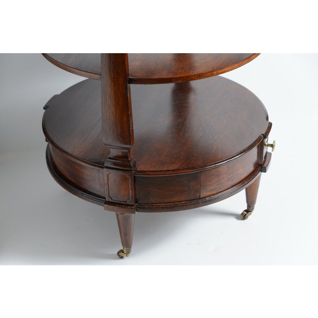 Brown Louis XVI Style Three Tier Bouillotte Drinks Table, Marble Top For Sale - Image 8 of 12