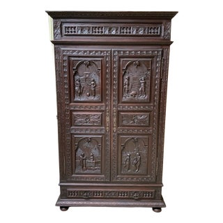 Antique Wardrobe in Chestnut, 1880 For Sale