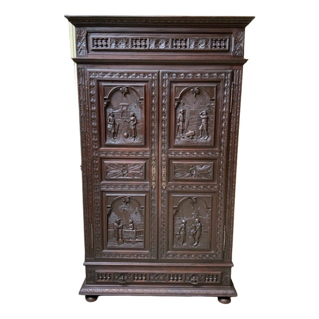 Antique Wardrobe in Chestnut, 1880 For Sale