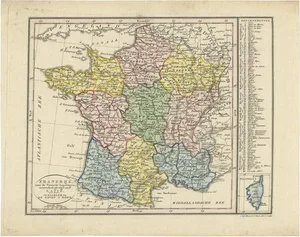 Antique Map of France by Van Baarsel, 1820s