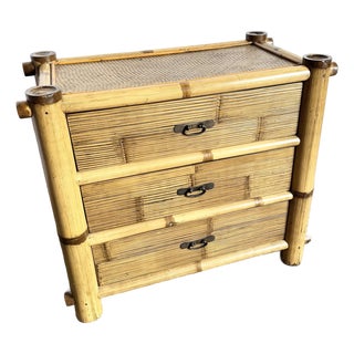 Vintage Boho Chic Chunky Bamboo Chest of Drawers For Sale