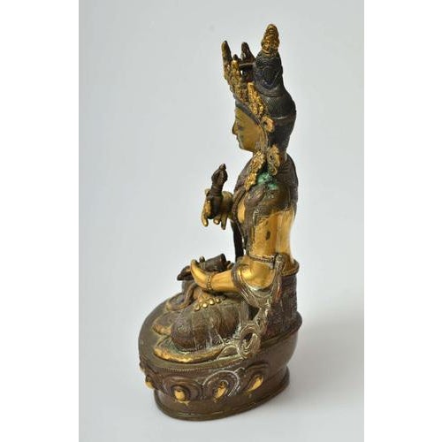 White Tibetan Bronze Figure White Tare For Sale - Image 8 of 16