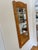 1970s tall rectangular Pine Wood mirror with carved details and bevelled mirror class is ready for hanging on your wall....