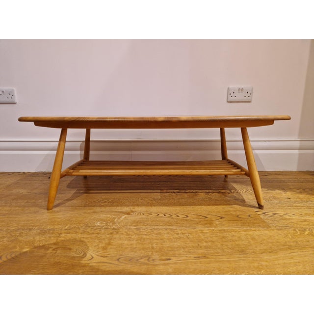 Ercol Mid-Century 459 Windsor Plank Coffee Table with Magazine Rack from Ercol, 1970s For Sale - Image 4 of 13