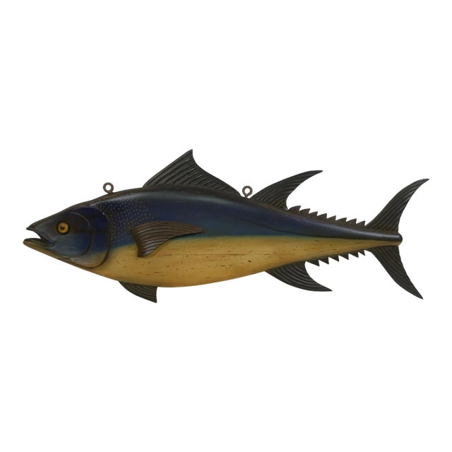 Carved and Painted Tuna Fish Carving For Sale