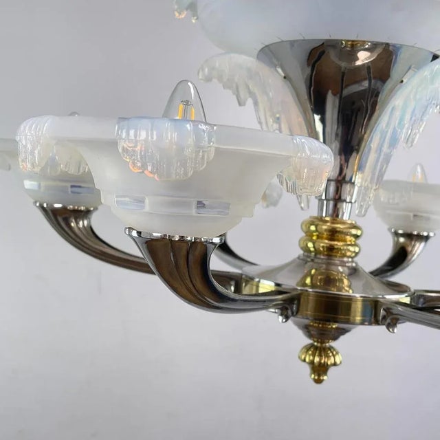 Large Art Deco Chandelier attributed to Boris Lacroix for Ezan, 1930s For Sale - Image 9 of 13