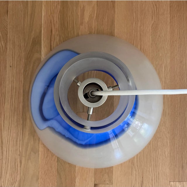 Vintage Blue and White Art Glass Pendant Light For Sale - Image 9 of 12