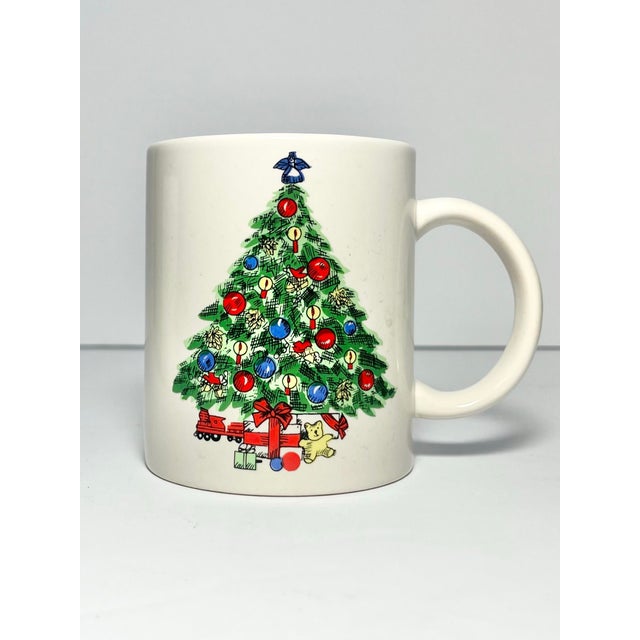1980s Vintage Set of 5 Porcelain “Christmas Tree” Mugs For Sale - Image 4 of 7