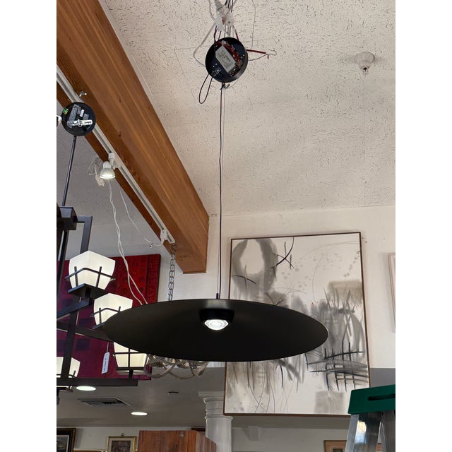 Space Age Saucer Pendant, Matte Black For Sale - Image 9 of 10