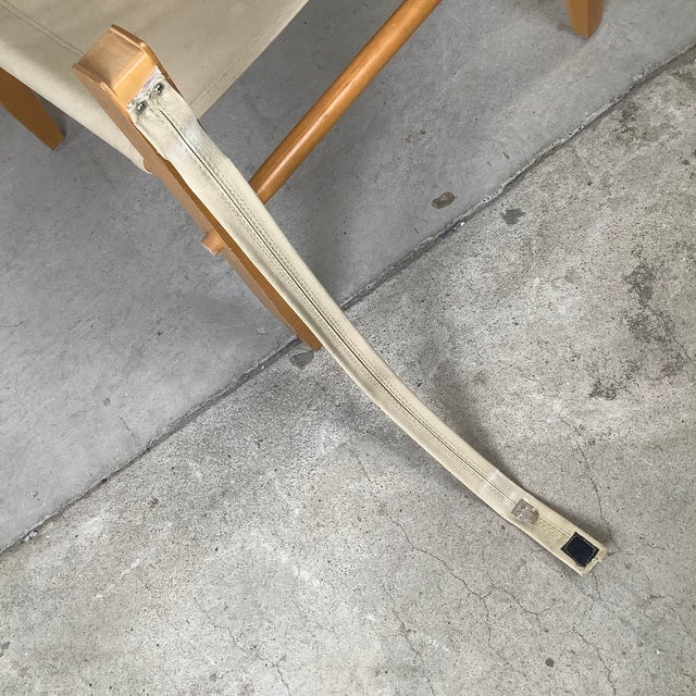Wood Vintage Sling Style Safari Campaign Lounge Chair For Sale - Image 7 of 12
