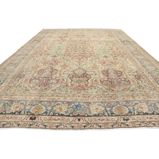 Early 20th Century Antique Persian Yazd Rug - 10'02 x 14'09 For Sale - Image 5 of 10