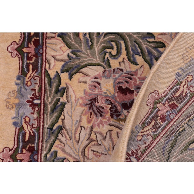 Textile Floral 1990's Pak-Persian Gold/Gold Wool Rug - 2'1'' X 4'4'' For Sale - Image 7 of 9