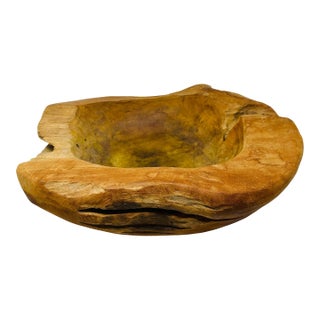 Monumental 20” Hand-Carved Teak Root Sculptural Centerpiece Bowl - 19 Lbs, Early 2000s For Sale
