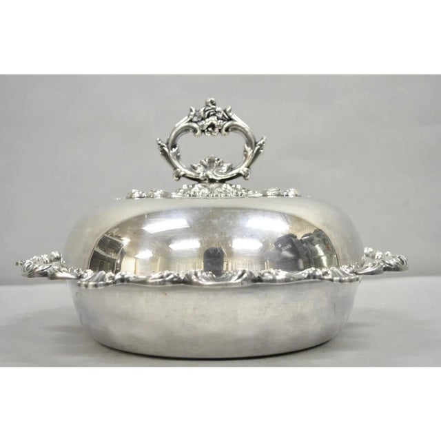 Vintage W&sb Victorian Silver Plated Ornate Round Lidded Vegetable Serving Dish For Sale - Image 12 of 12