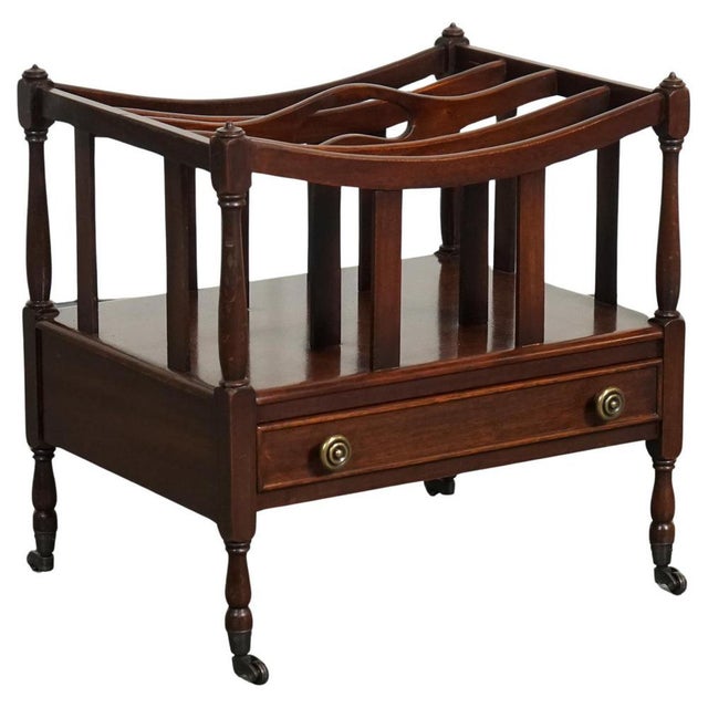 Vintage Mahogany Newspaper Rack with Brass Handles For Sale - Image 13 of 13