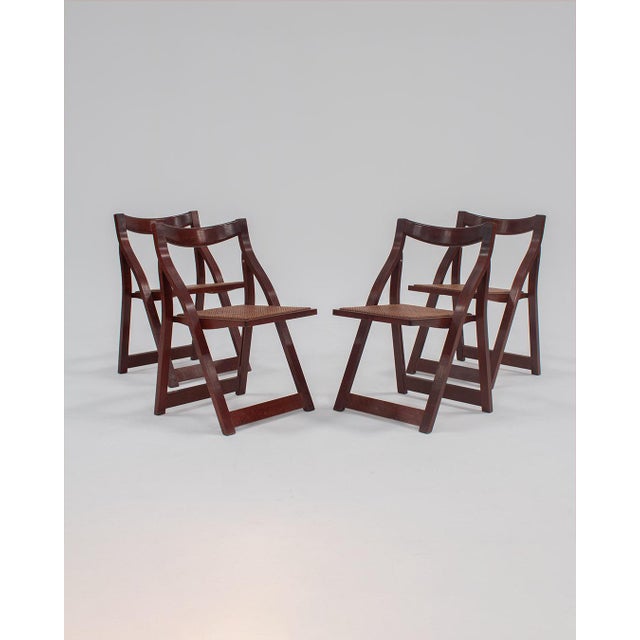 Wooden Folding Chairs in the style of Aldo Jacober, Set of 4 For Sale - Image 6 of 11