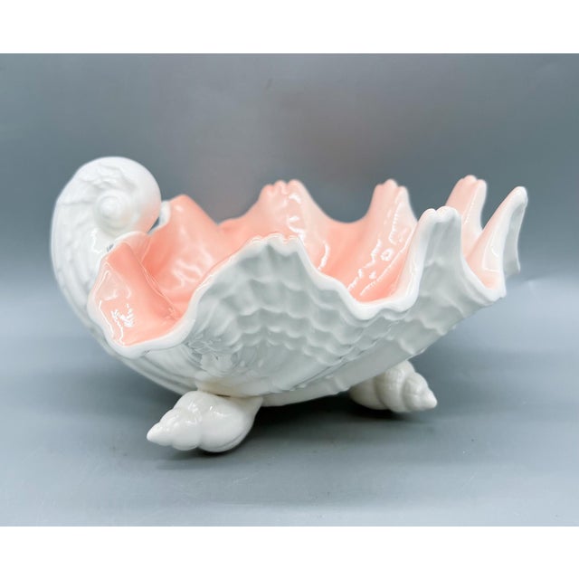 Fitz and Floyd White & Coral Seashell Dish – Coastal Soap Holder or Catchall For Sale - Image 10 of 14