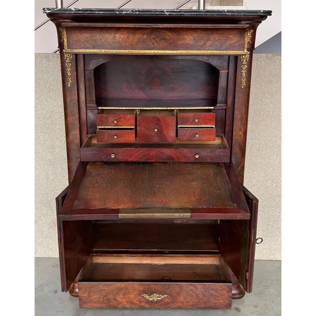19th Century Empire Drop-Front Oak Secretary Desk or Abattant, Chest France For Sale - Image 18 of 18
