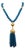 Vintage 1980s Signed Napier Goldtone Beaded Faux-Lapis Tassel Pendant Necklace For Sale