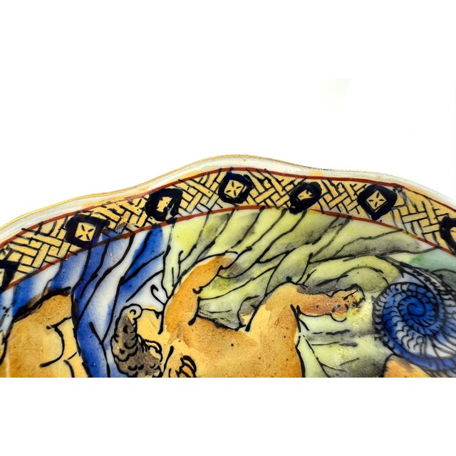 Mid-20th Century Italian Renaissance Style Majolica Figural Plate With Cherubs & Mythological Scene, J. W. & Co. Mark For Sale - Image 4 of 10